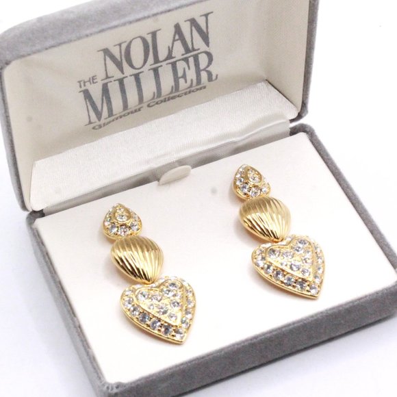 Nolan Miller NOS With Box Pave´Rhinestones Long Dangle Earrings - Picture 1 of 8